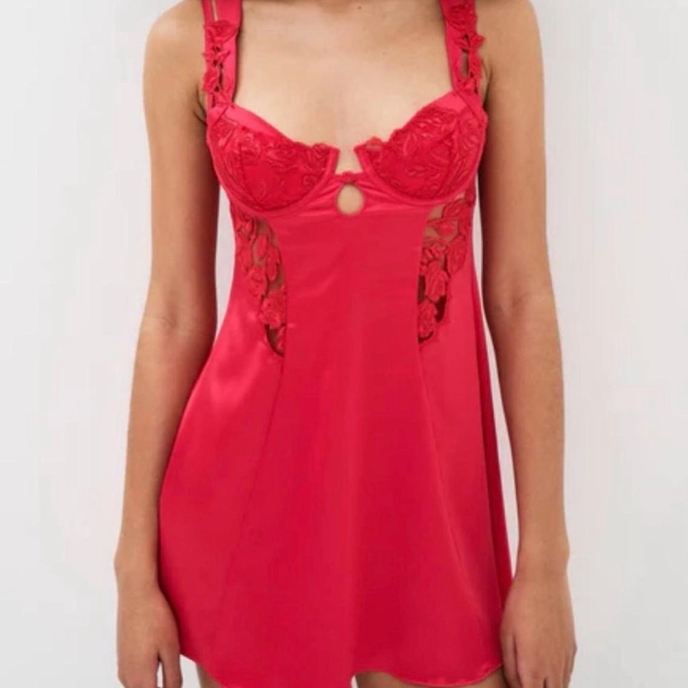 For Love And Lemons Red Lace Chemise